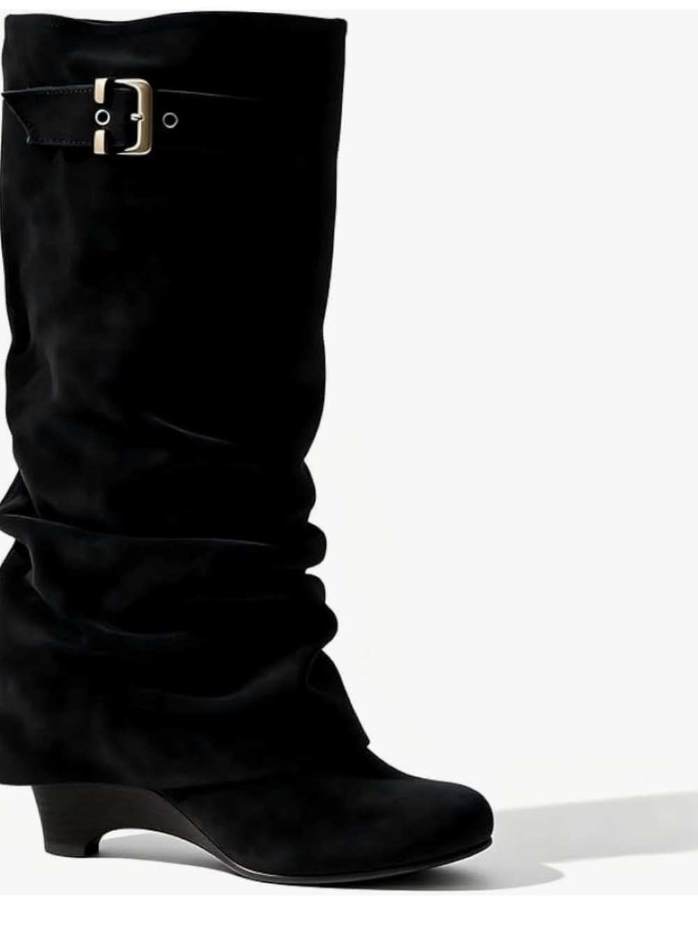 OnlyMakerHeels Women’s Black Slouchy Mid-Calf Boot with Buckle NEW Sz 10